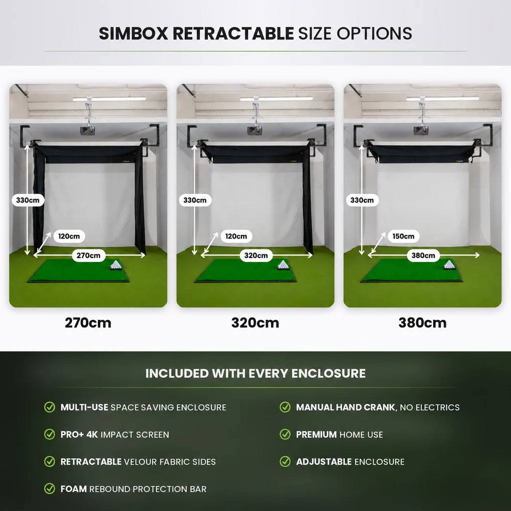 Uneekor Eye Mini Lite Retractable Simbox Home Golf Simulator Package